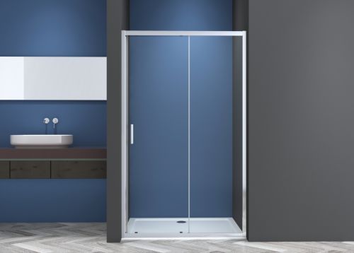 SLIDING SHOWER DOOR FF512 125-130x195cm CHROME CLEAR GLASS PICCADILLY