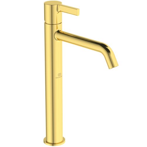 WASHBASIN MIXER JOY HIGH SPOUT BRUSHED GOLD PVD IDEAL