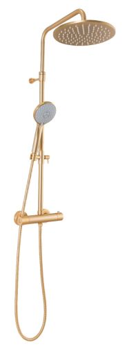 SHOWER SLIDING RAIL ROD SET WITH THERMOSTATIC FAUCET BRUSHED GOLD MATT PICCADILLY