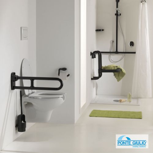 WALL-HUNG WC 130 SERIES FOR THE DISABLED WITH HORIZONTAL OUTLET WITH SEAT AND COVER WHITE PONTE GIULIO