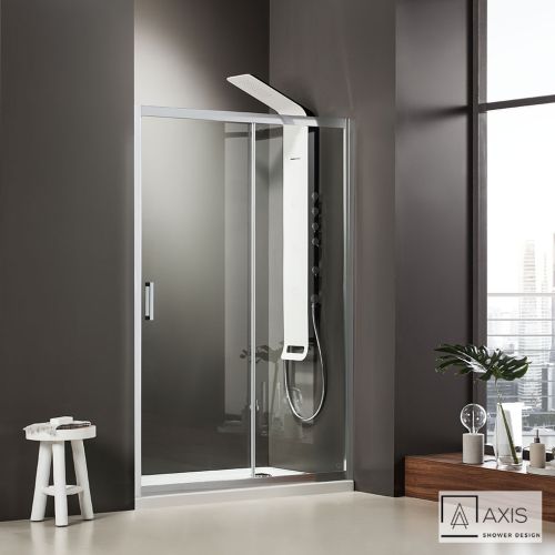 SLIDING SHOWER DOOR SLIDER 100x185cm CHROME CLEAR / CLEAN-GLASS AXIS