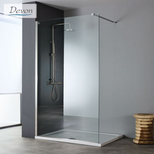 ΚΑΜΠΙΝΑ ΣΤΑΘΕΡΗ IWIS WALK-IN 80 77x200cm ΔΙΑΦΑΝΟ ΚΡΥΣΤΑΛΛΟ PVD INOX BRUSHED INOX DEVON