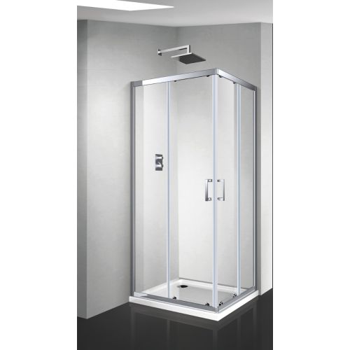 CORNER ENTRY SHOWER ENCLOSURE PICCADILLY Α103 90x90x185cm CLEAR GLASS CHROME